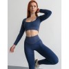 Жіночий безшовний комплект в рубчик Leggings Rib + Crop Top 17